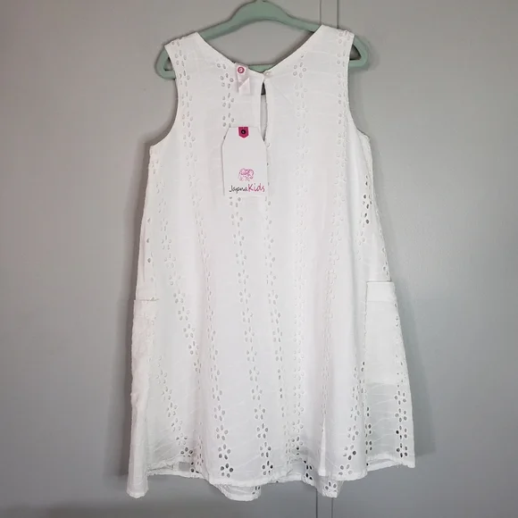 NWT Japna Kids White Eyelet Sleeveless Summer Dress - Picture 4 of 8